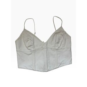 Babaton Aritzia White Cotton Blend Corset Camisole Top Zip Back Large 78128